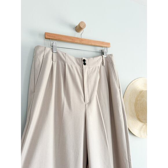 Madewell | NWT The Harlow Wide-Leg Trouser Brushed Twill pebble stone | Sz 14 - Picture 3 of 10